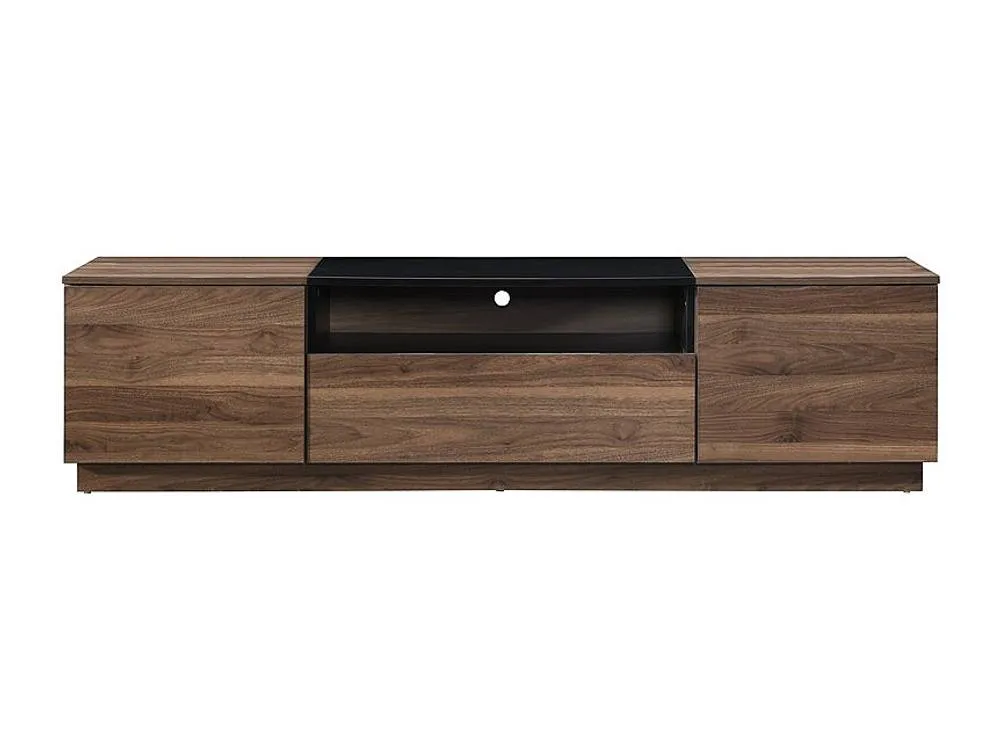 Vente-unique TV Unit With 2 Doors, 1 Drawer & 1 Niche - Dark Natural & Black 2