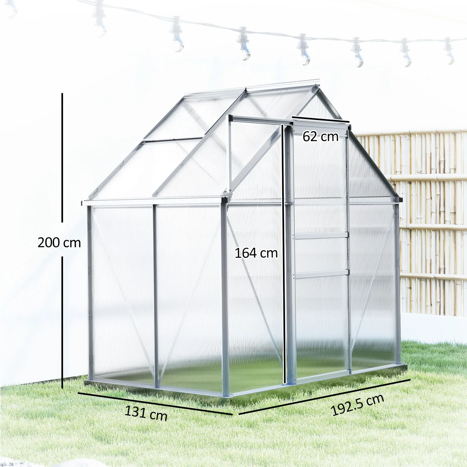 OUTSUNNY Polycarbonate Walk-in Garden Greenhouse w/ Sliding Door Silver Tone 3