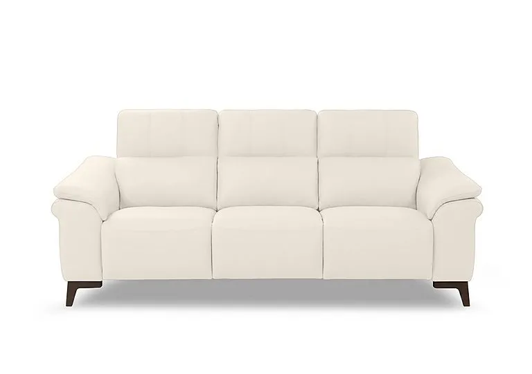 Marconi 3 Seater 3 Cushion Leather Recliner Sofa with Headrests and Power Lumbar - Torello Bianco Puro