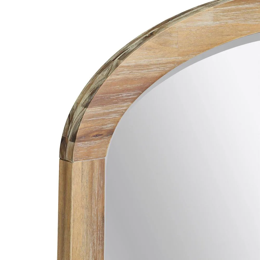 Statement Furniture Florence Overmantle Arched Wall Mirror with Wooden Frame 100x75cm in Brown 3