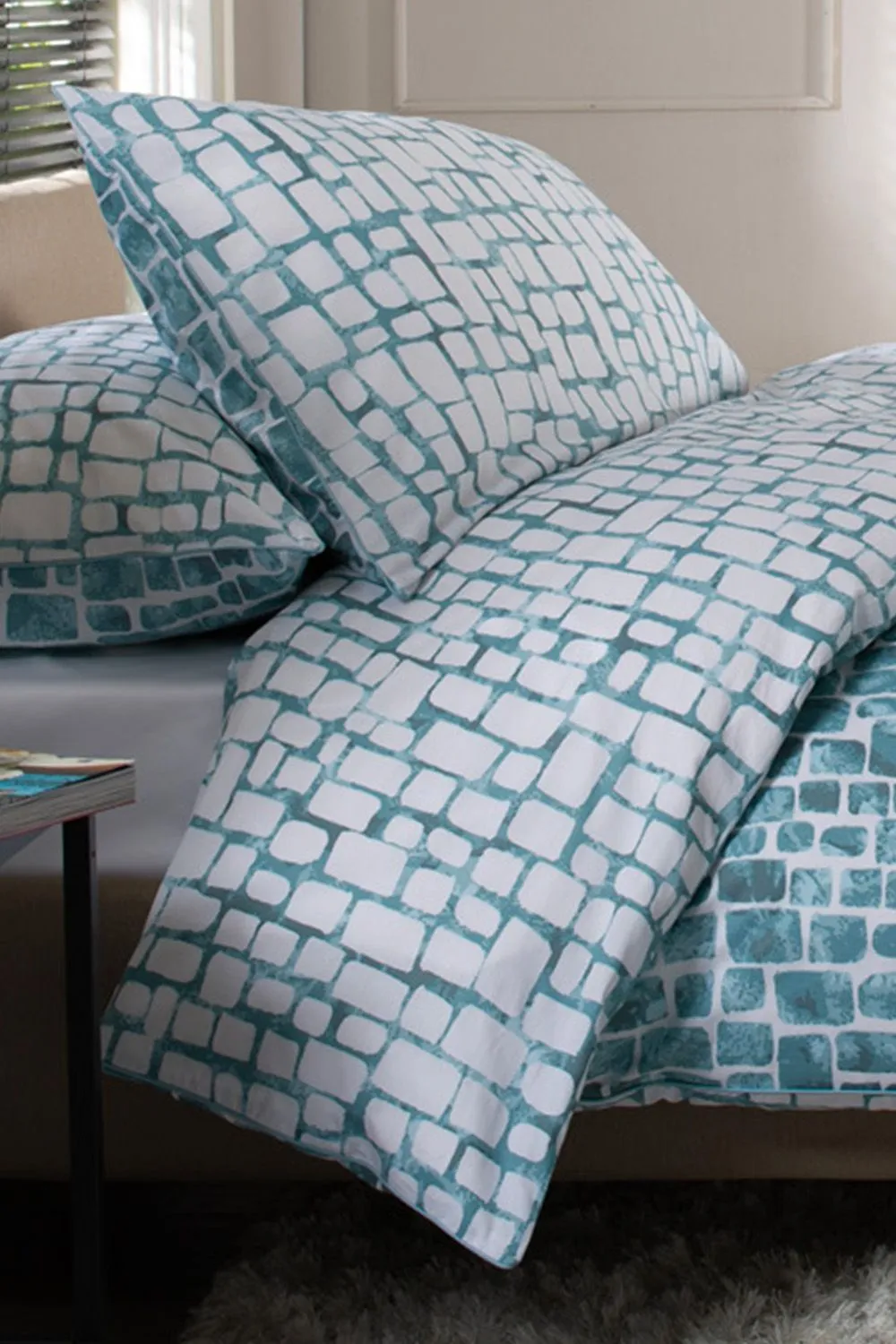 The Lyndon Company Tulle Extrasoft 100% Cotton Breathable Duvet Cover Set in Duck Egg Blue 6