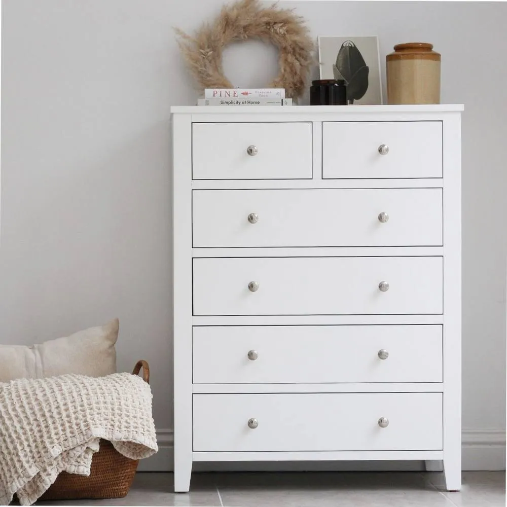 Statement Furniture Brooklyn 2 Over 4 Chest of Drawers in White