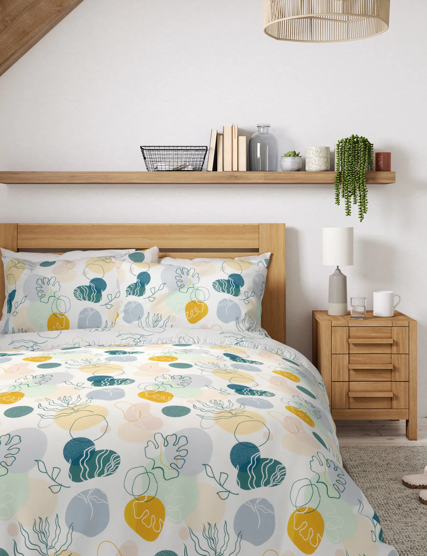 M&S Pure Cotton Abstract Bedding Set