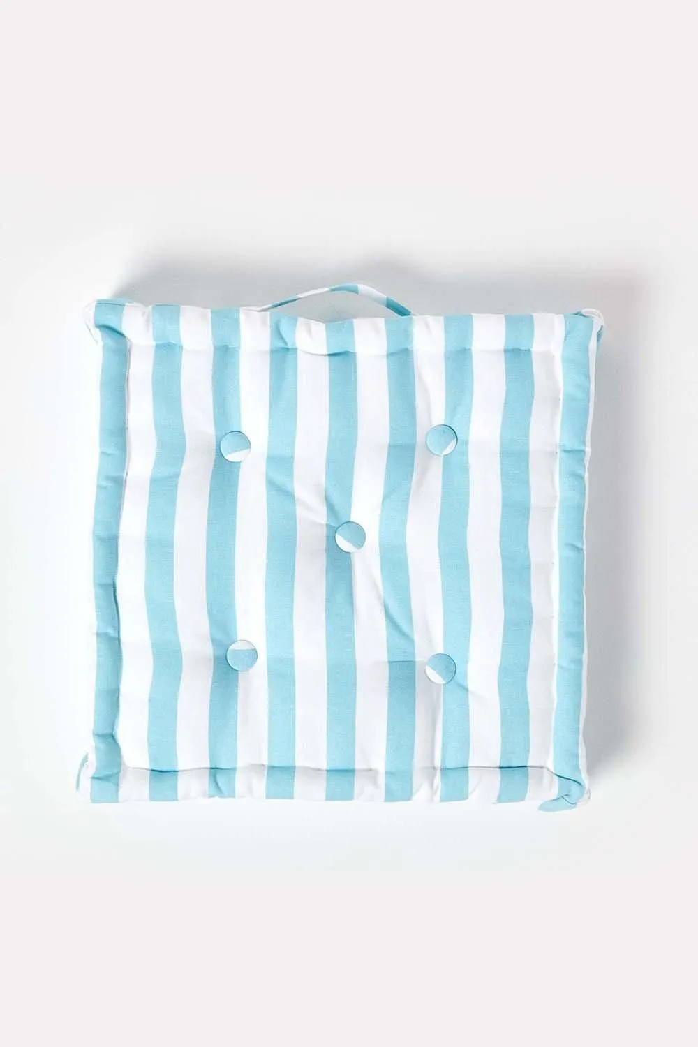 Homescapes Cotton Thick Stripe Floor Cushion in Blue 3