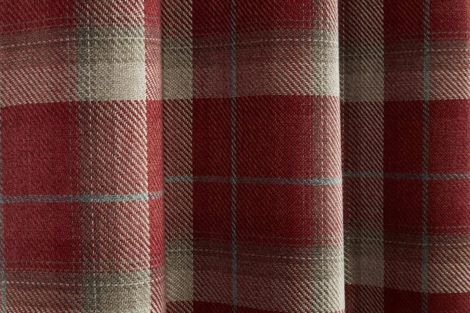 Sundour Carnoustie Checked Eyelet Blackout Curtains in Red 3