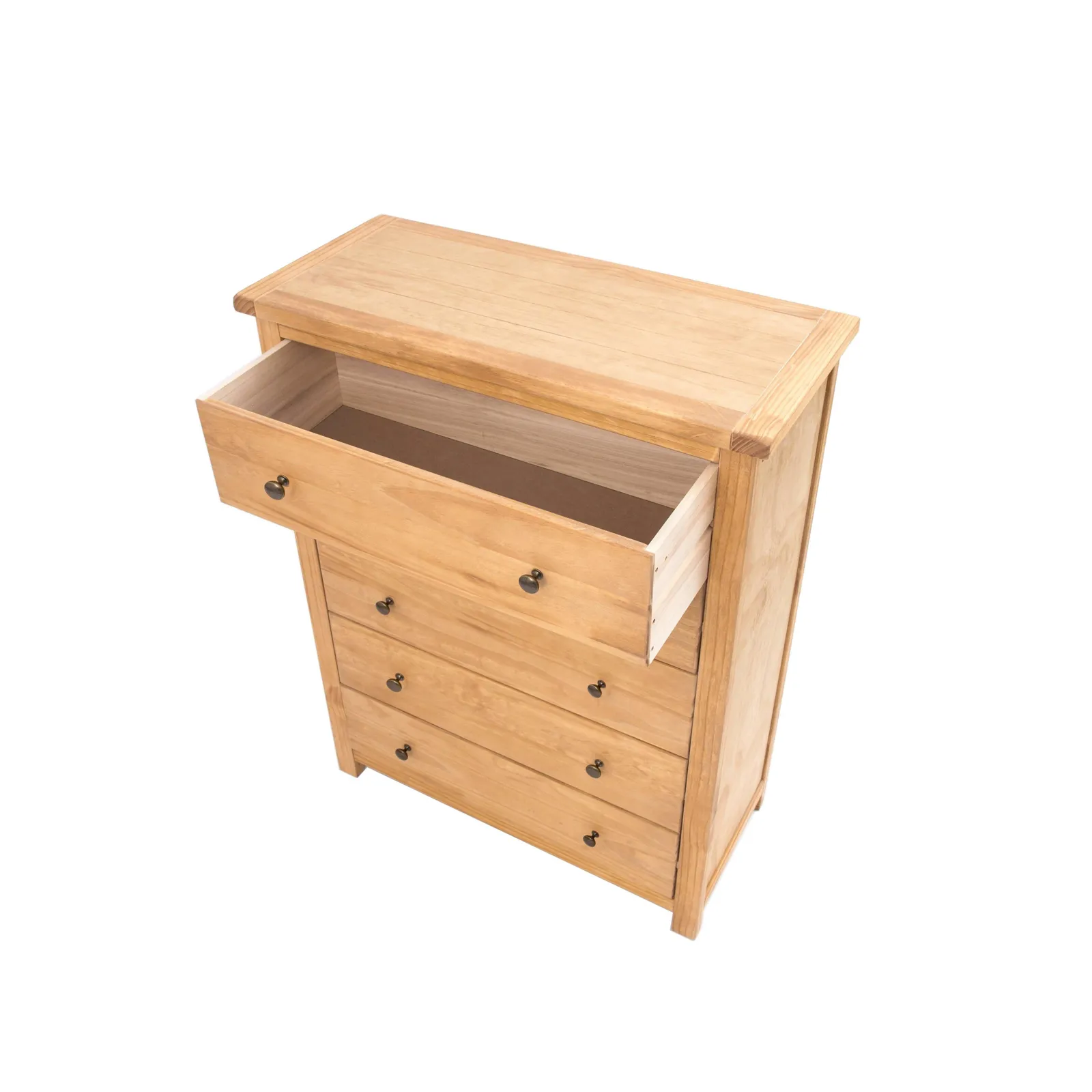 Cabinet Bits Lugo 5 Drawer Chest of Drawers Brass Knob in Light Brown 4