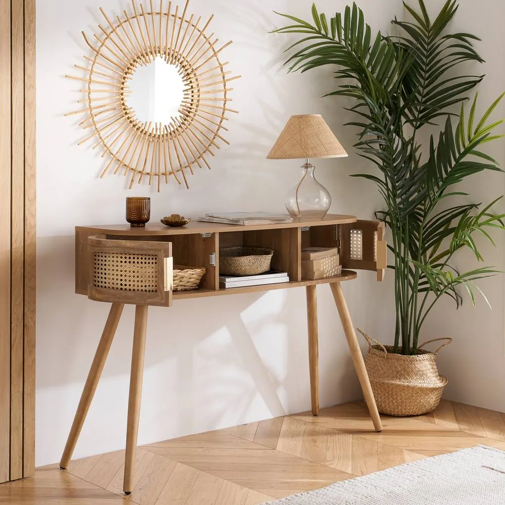 Birlea Rattan Console Table Sark Hall Table Dressing Table in Beige 2
