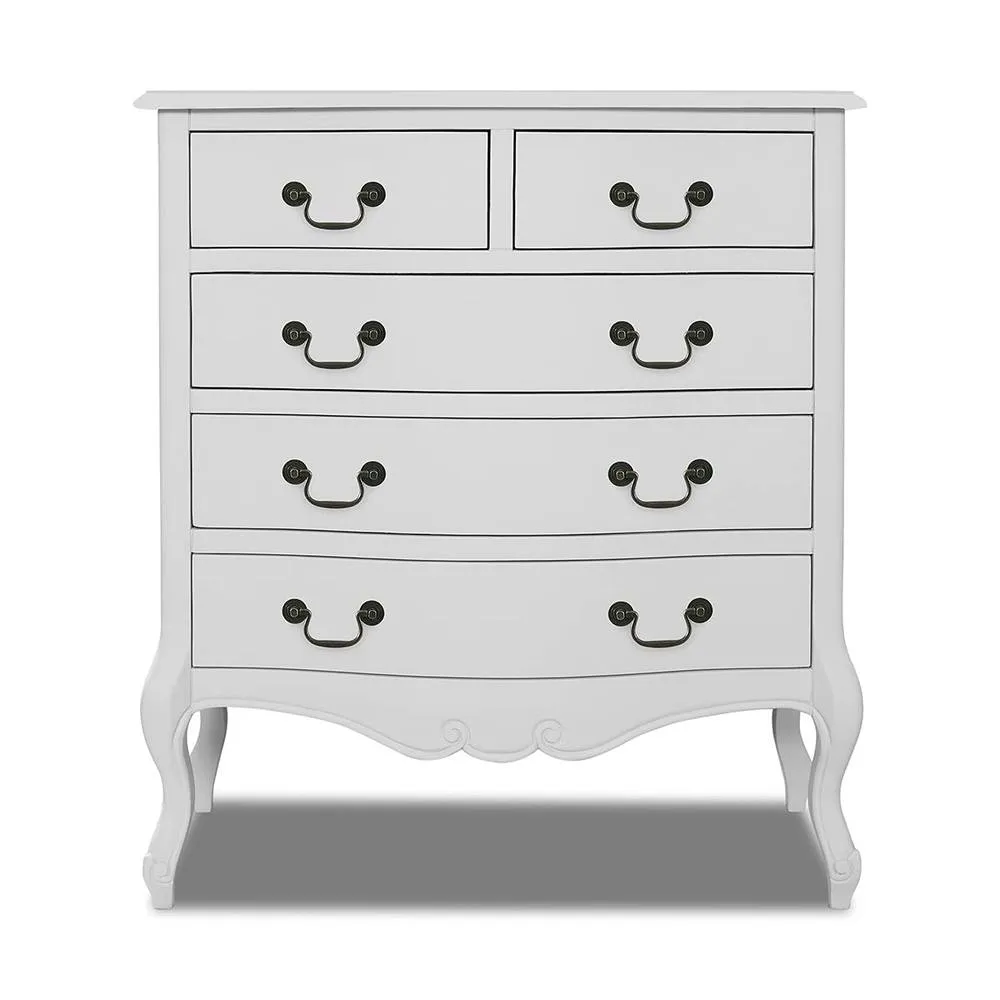 Statement Furniture Juliette Vintage Chic 2 Over 3 Chest of Drawers in White