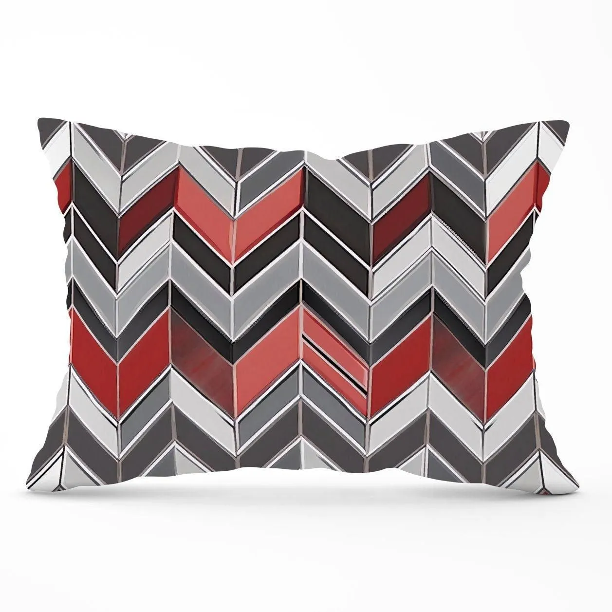 Warren Reed - Designer Red Grey Geometric Pattern Cushions