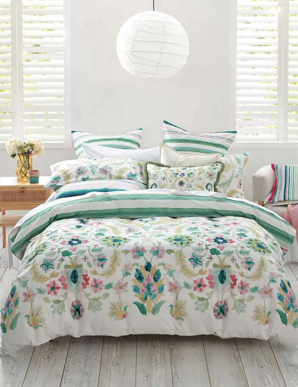 MM Linen Pure Cotton Floral Reversible Bedding Set Multi