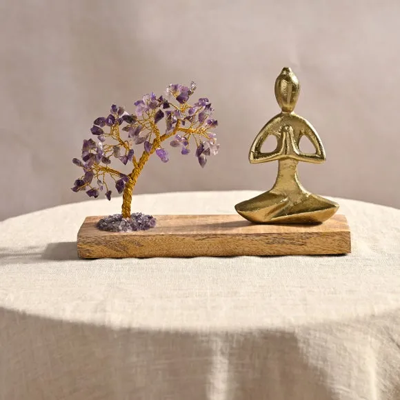 Serenity Amethyst Gemstone Tree and Yoga Ornament