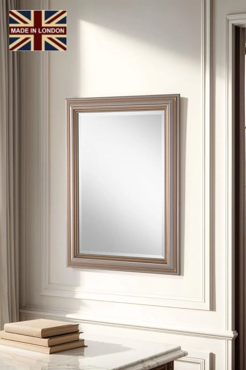 Yearn Mirrors Classic Champagne Beaded Mirror 93x67.5cm in Silver