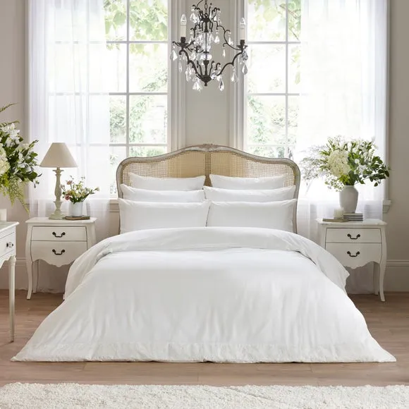 Dorma Elmley Embroidered 100% Cotton Sateen Duvet Cover & Pillowcase Set 1