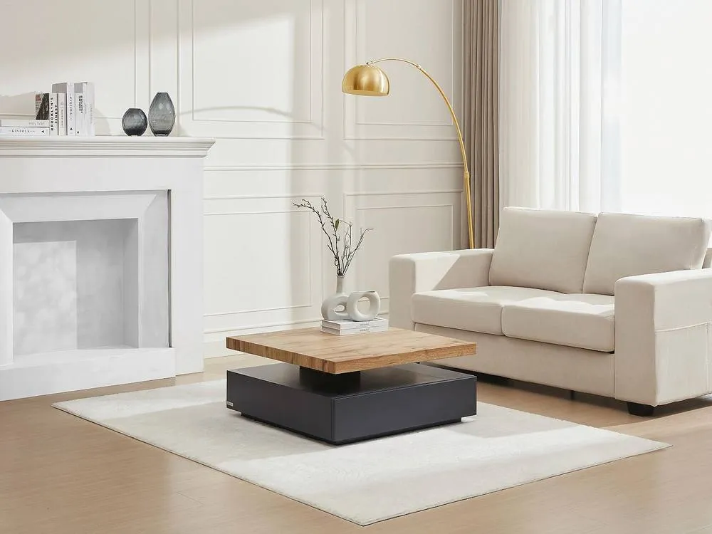 Vente-unique 1 Drawer & Swivelling Tray Coffee Table - MDF - Colour: Anthracite & in Grey