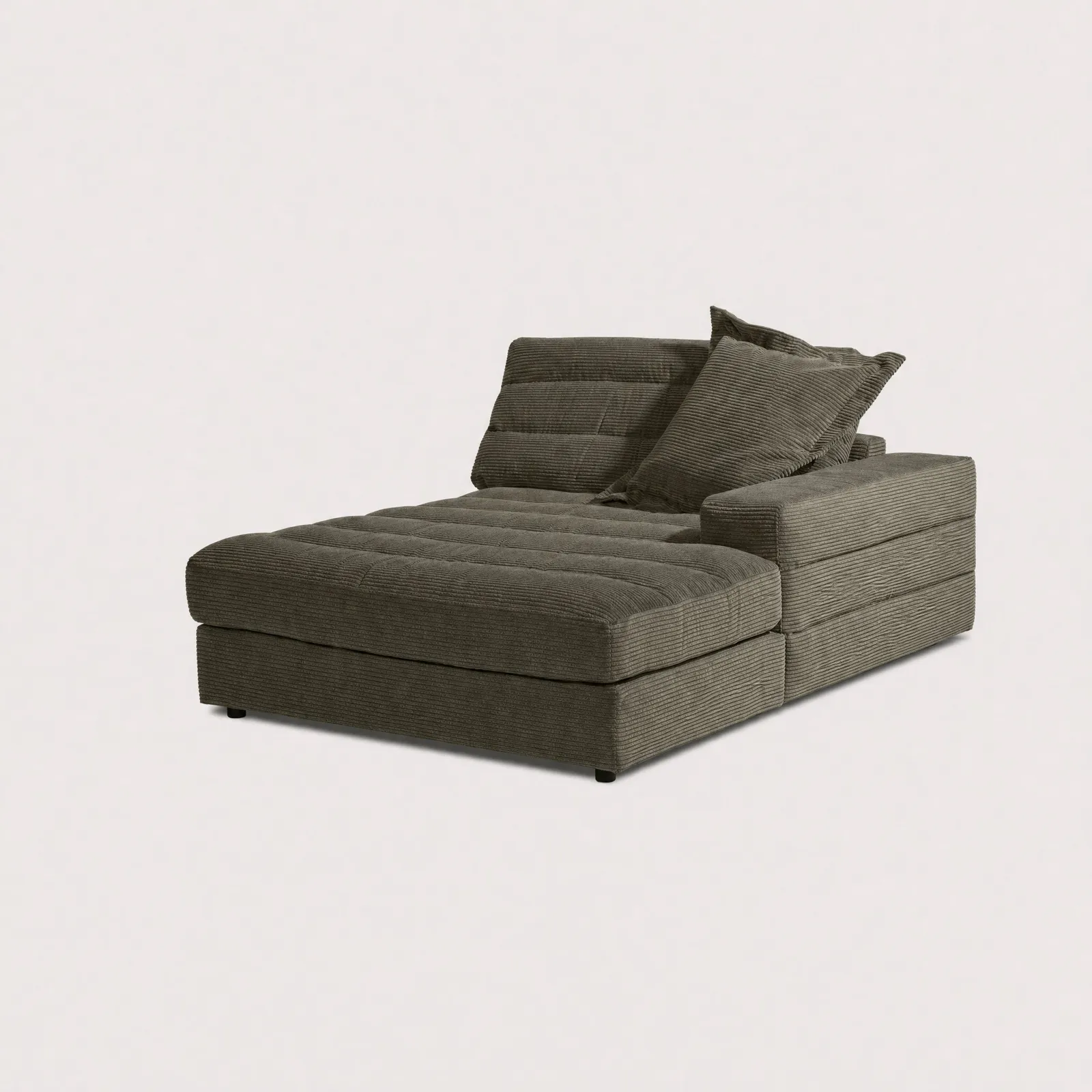 Twain Large Longchair Armrest Right Modular Sofa, Green Fabric | Barker & Stonehouse 1