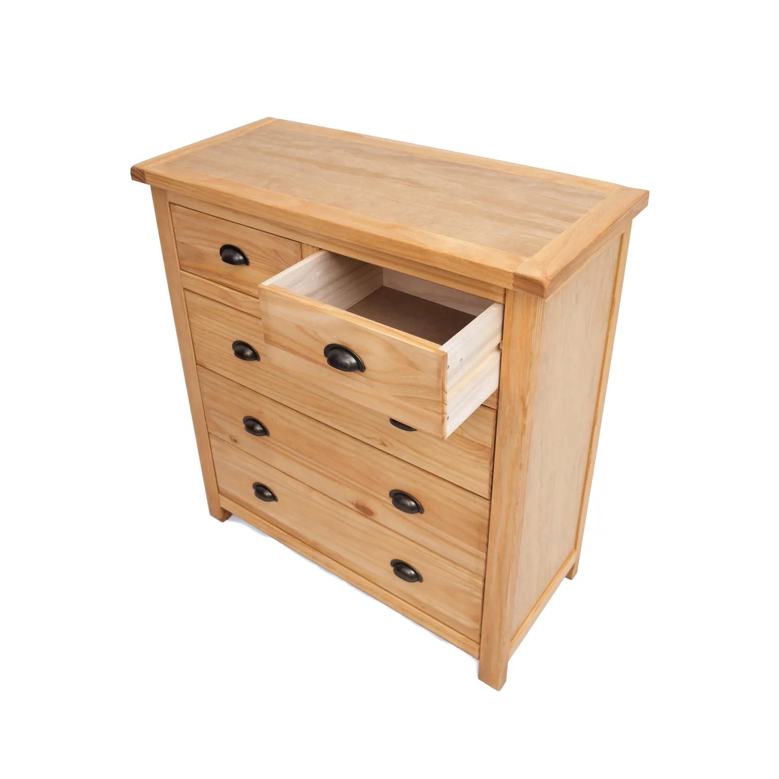 Cabinet Bits Lugo 5 Drawer Chest of Drawers Brass Cup Handle in Light Brown 4