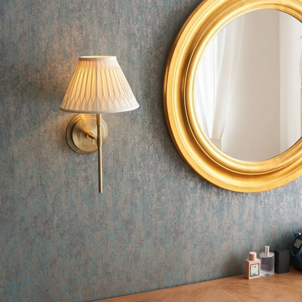 Netlighting Rennes & Chatsworth Wall Lamp Shade Brass Plate & Ivory Silk in Off-White 4