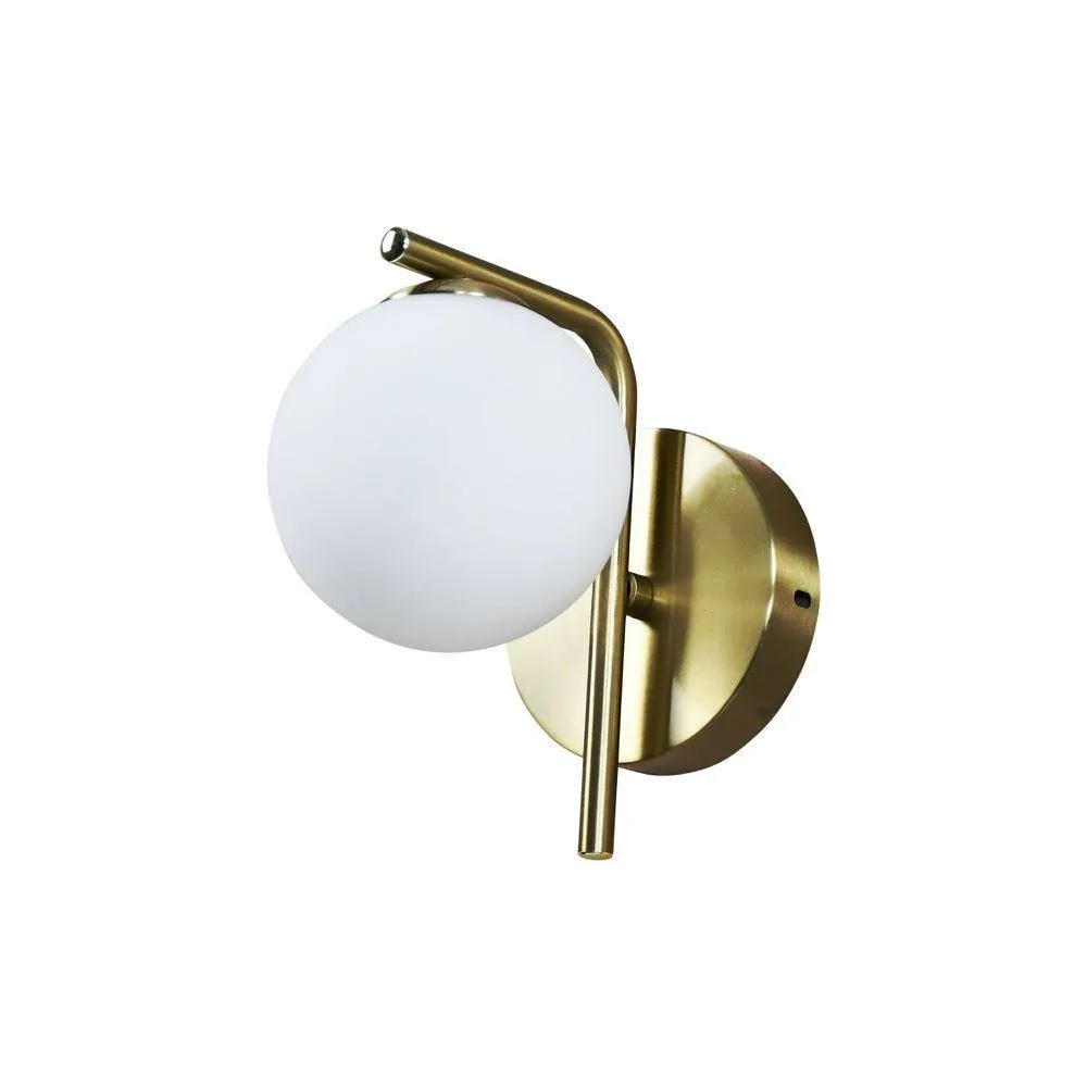 First Choice Lighting Grosvenor - Satin Brass Wall Light with Glass Globe in Gold