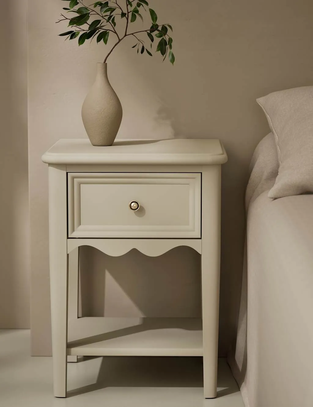 M&S Damask Bedside Table Neutral