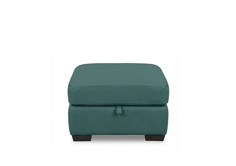 Saffron Leather Storage Footstool - BV Lake Green
