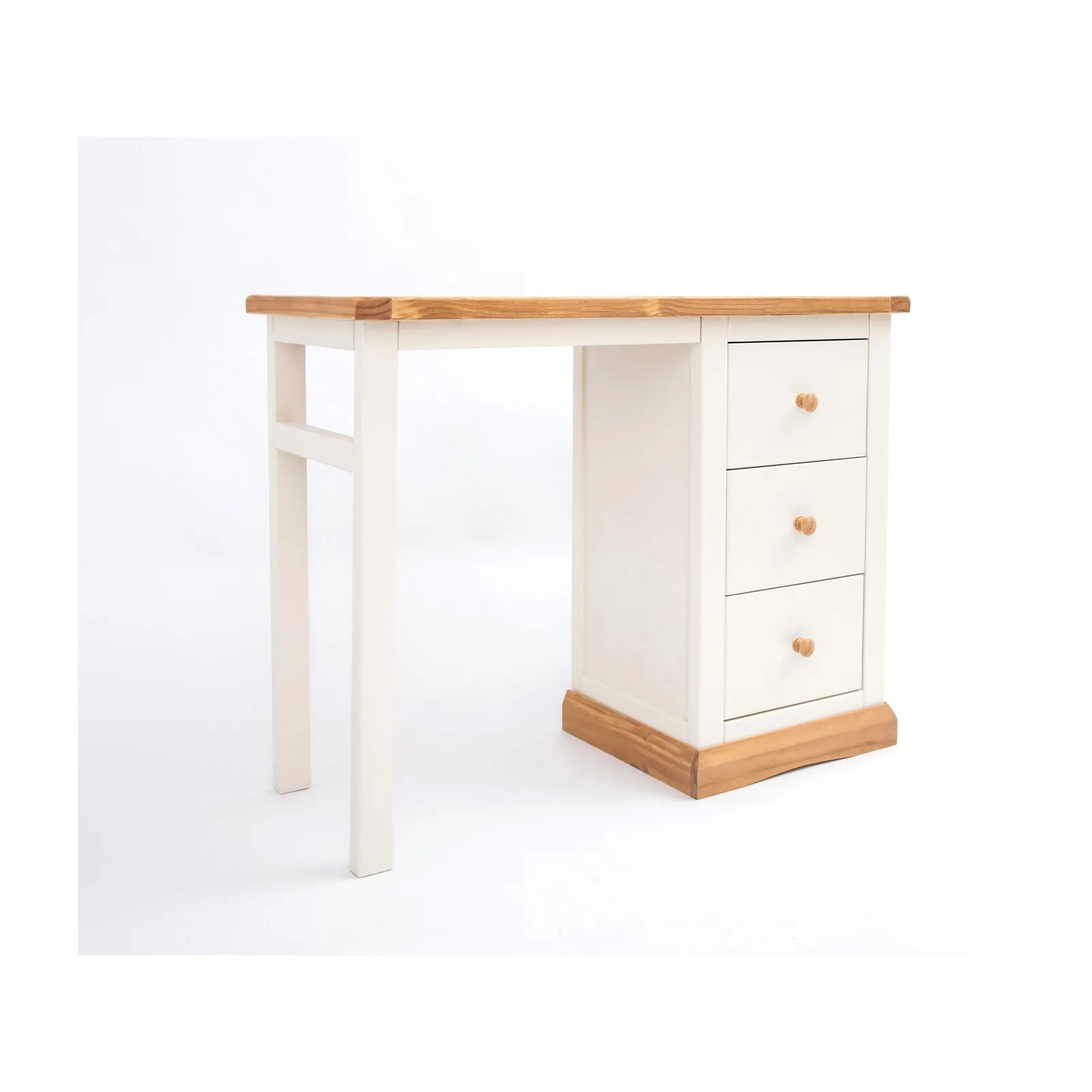 Cabinet Bits Trevi 3 Drawer Desk - Dressing Table Wood Knob in Off-White 2