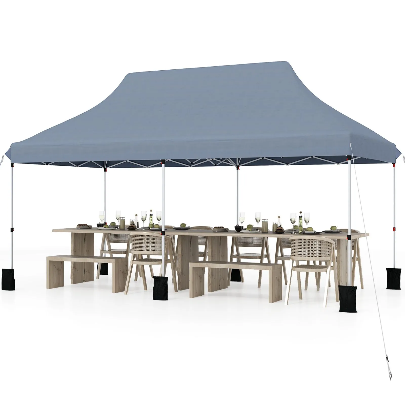 Costway 3 x 6M Pop-up Canopy Tent Height Adjustable Gazebo w/ Carry Bag in Grey 2