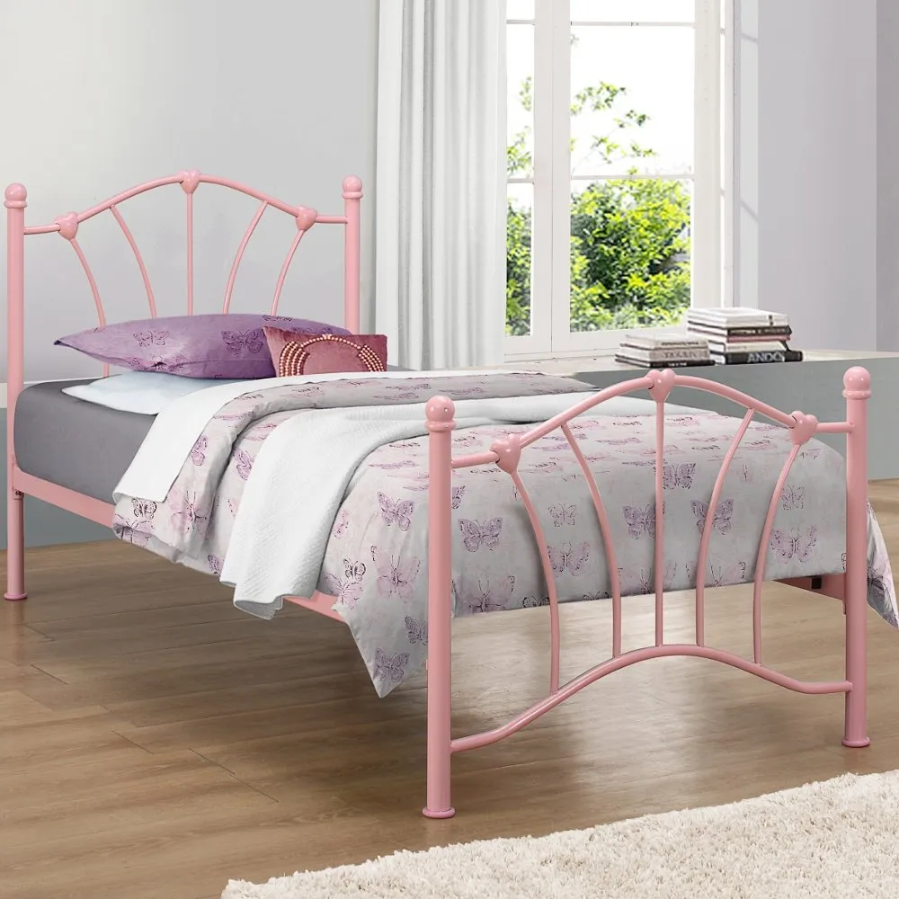 Sophia Pink Metal Bed Frame - 3ft Single
