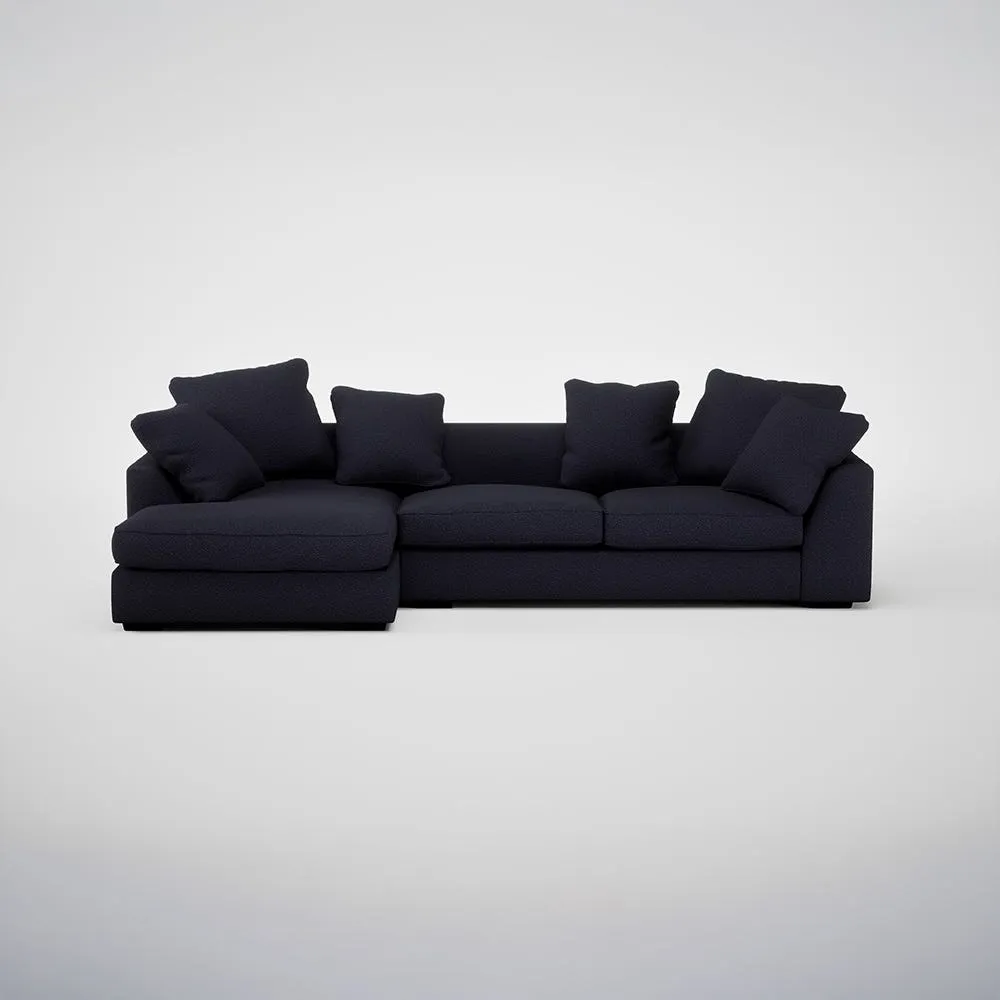 Heal's Cumulus Left Hand Facing Corner Sofa Boucle Indigo Black Feet 1
