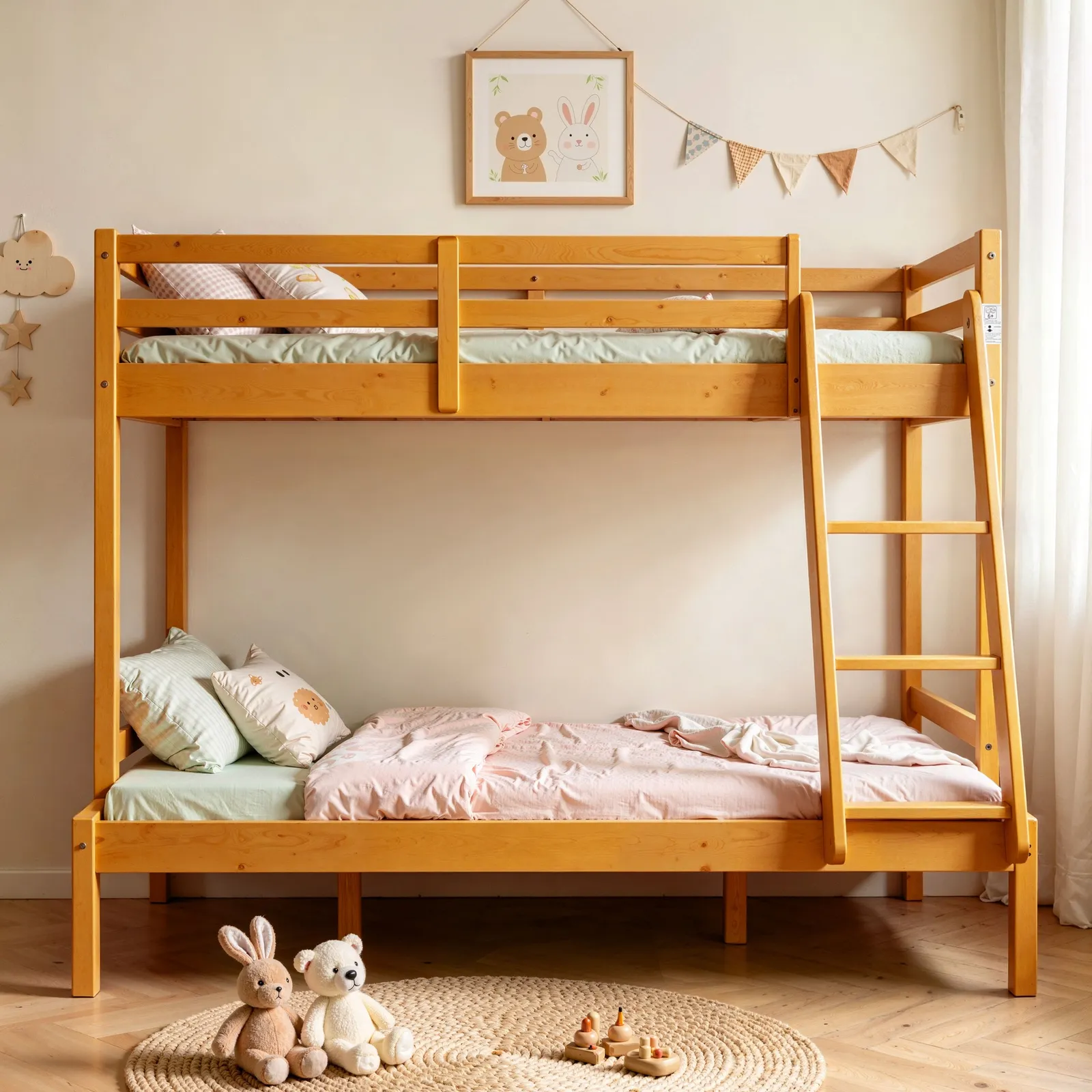 Comfy Living Ltd Wooden Triple Bunk 3ft/4ft In Various Colours in Light Brown 3
