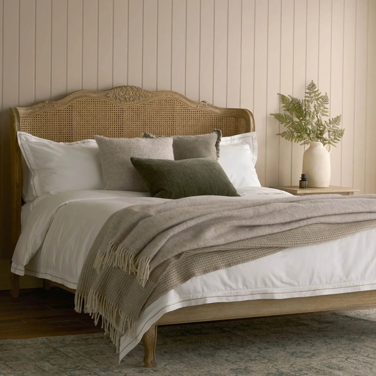 Chamonix Rattan Bed, Weathered Oak / Rattan, Double