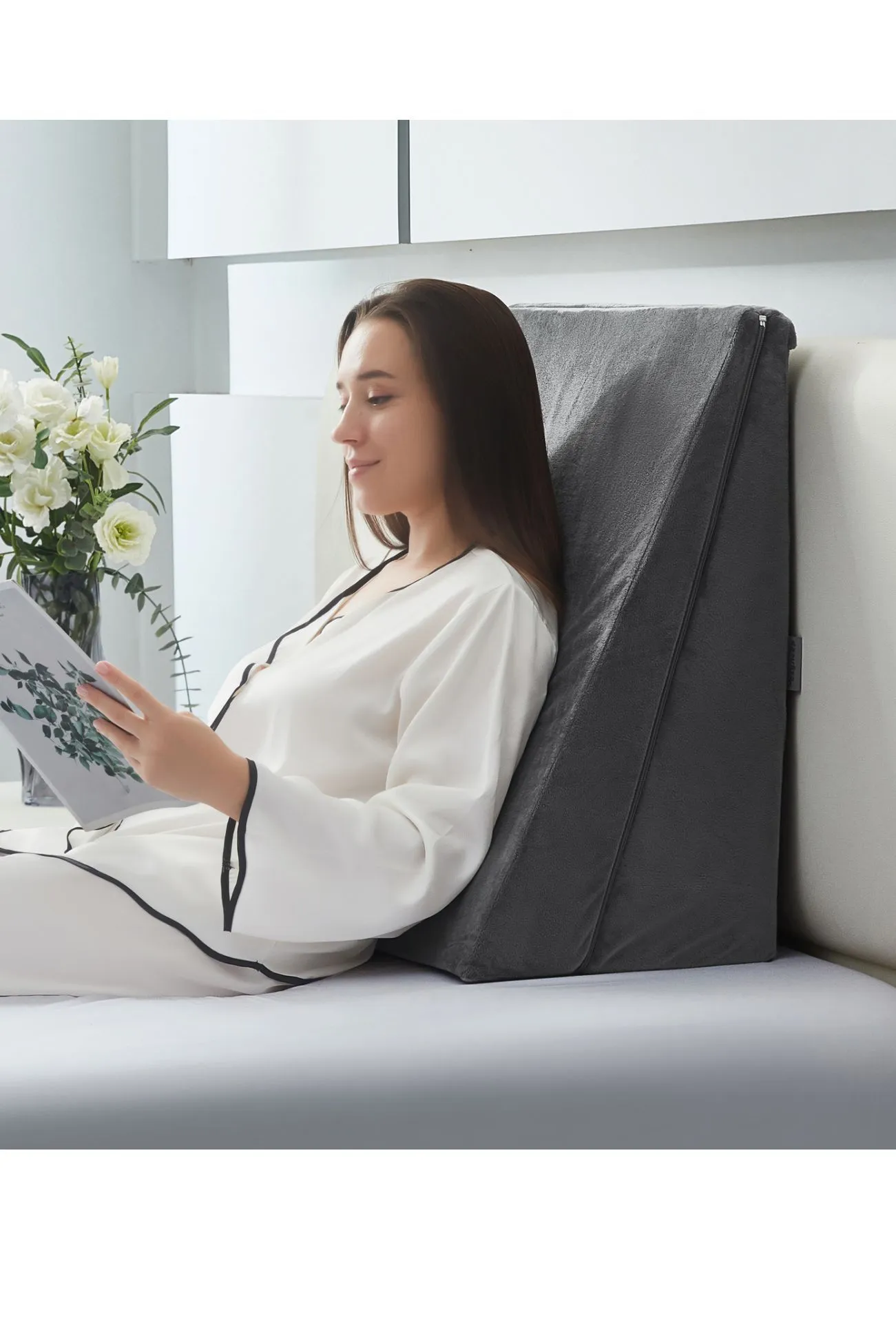Ezysleep Dual Layer Adjustable Memory Foam Wedge Pillow in Grey