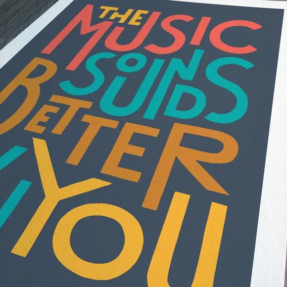 Sketchbook Design The Music Sounds Better With You Framed Print 2