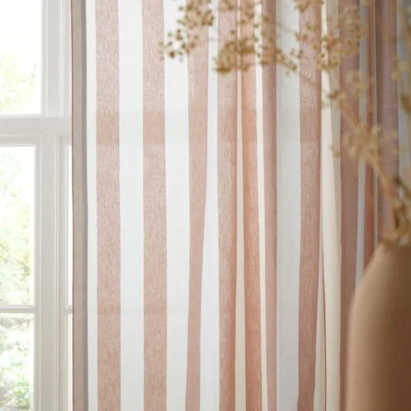 Beatrice Woven Stripe 100% Cotton Unlined Slot Top Curtains 4