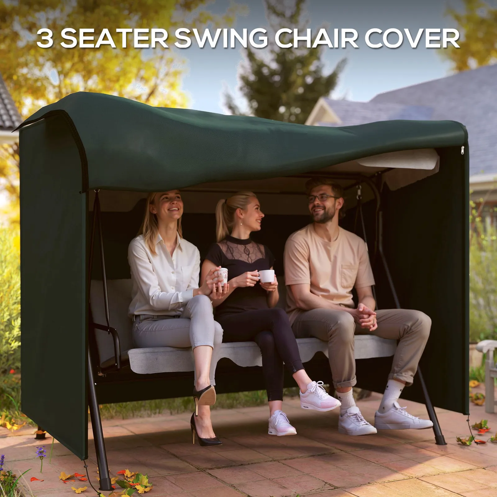 OUTSUNNY Garden Furniture Protector Patio Swing Chair Cover in Green 5