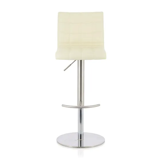 Jorden Bar Stool In Cream Faux Leather And Stainless Steel Base