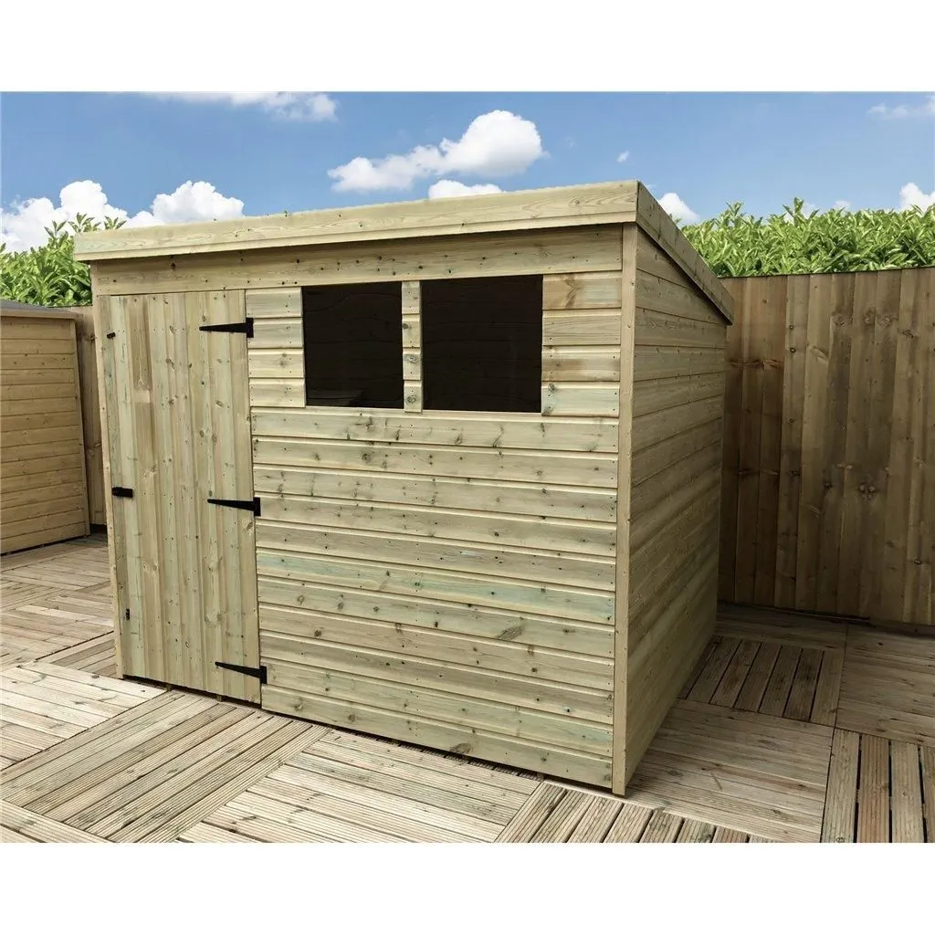 Marlborough 8 x 6 Pressure Treated Pent Garden Shed with Single Door in Natural 5