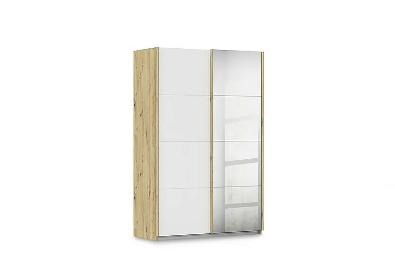 Freja 136cm 2 Door Sliding Decor Wardrobe With Mirror Door - Alpine White