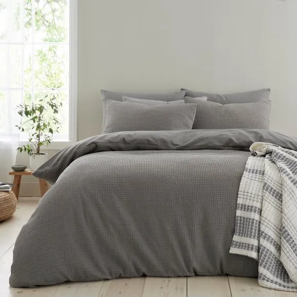 Ashton Waffle 100% Cotton Duvet Cover & Pillowcase Set 5