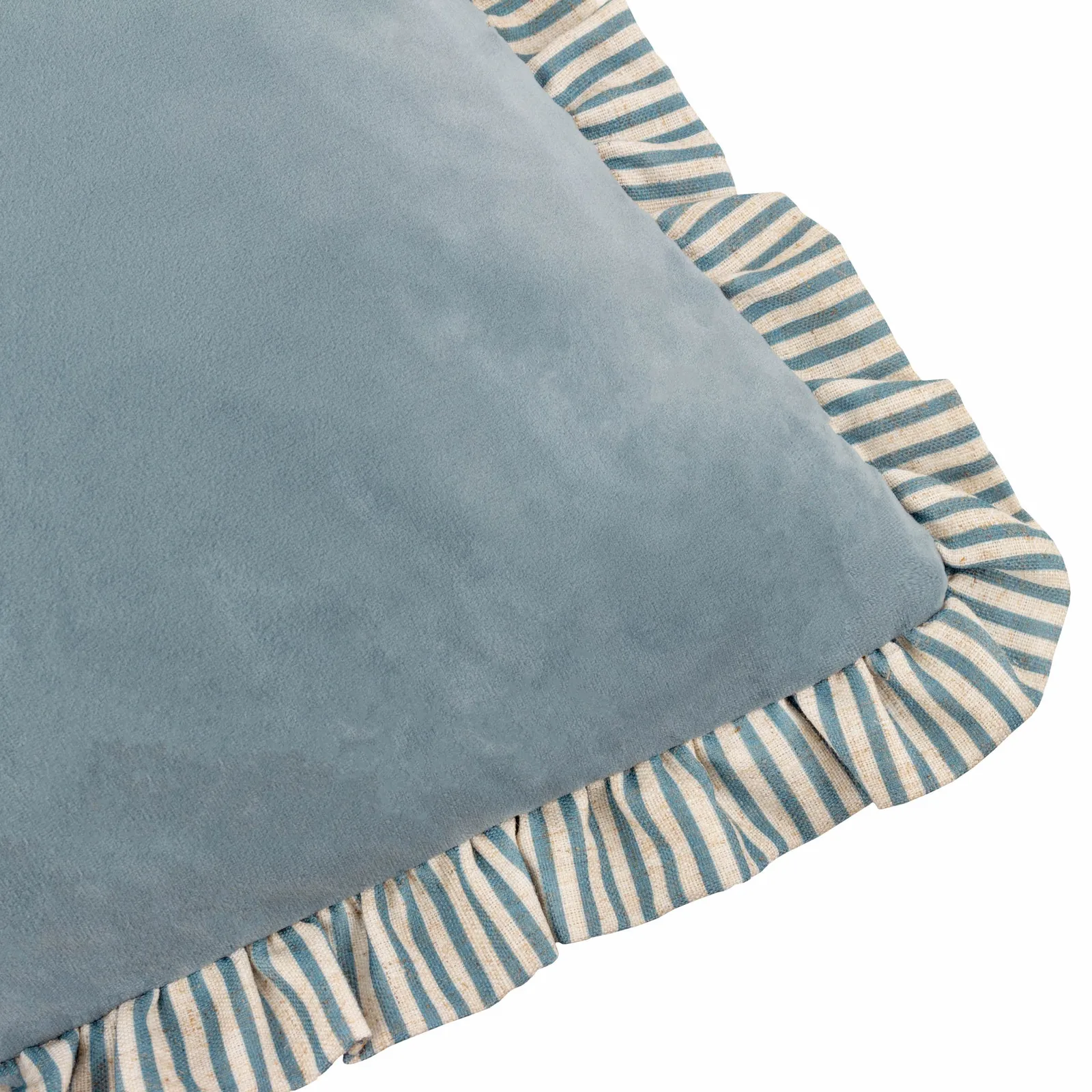 Wylder Solene Ruffle Matte Velvet Cushion in Blue 4