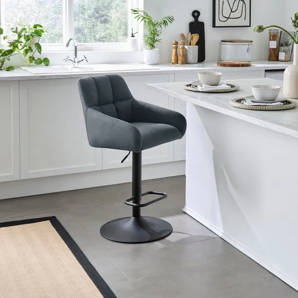 Jase Adjustable Height Barstool, Faux Leather