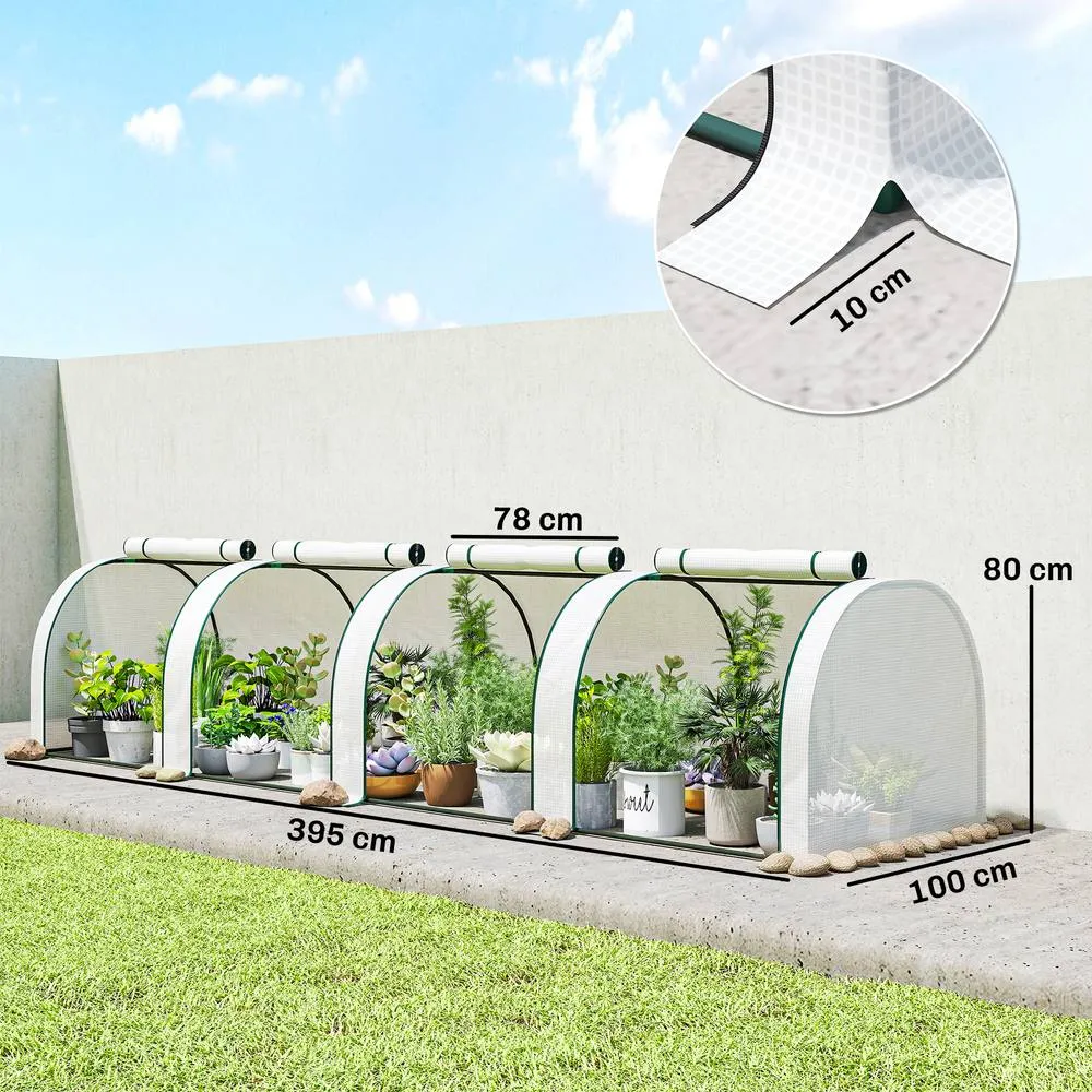 OUTSUNNY Tunnel Greenhouse Steel Frame for Garden w/ Zipper Doors in White 3
