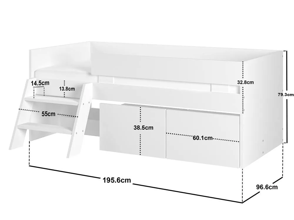 Flair Logan Single Storage Low Sleeper Bed in White 6