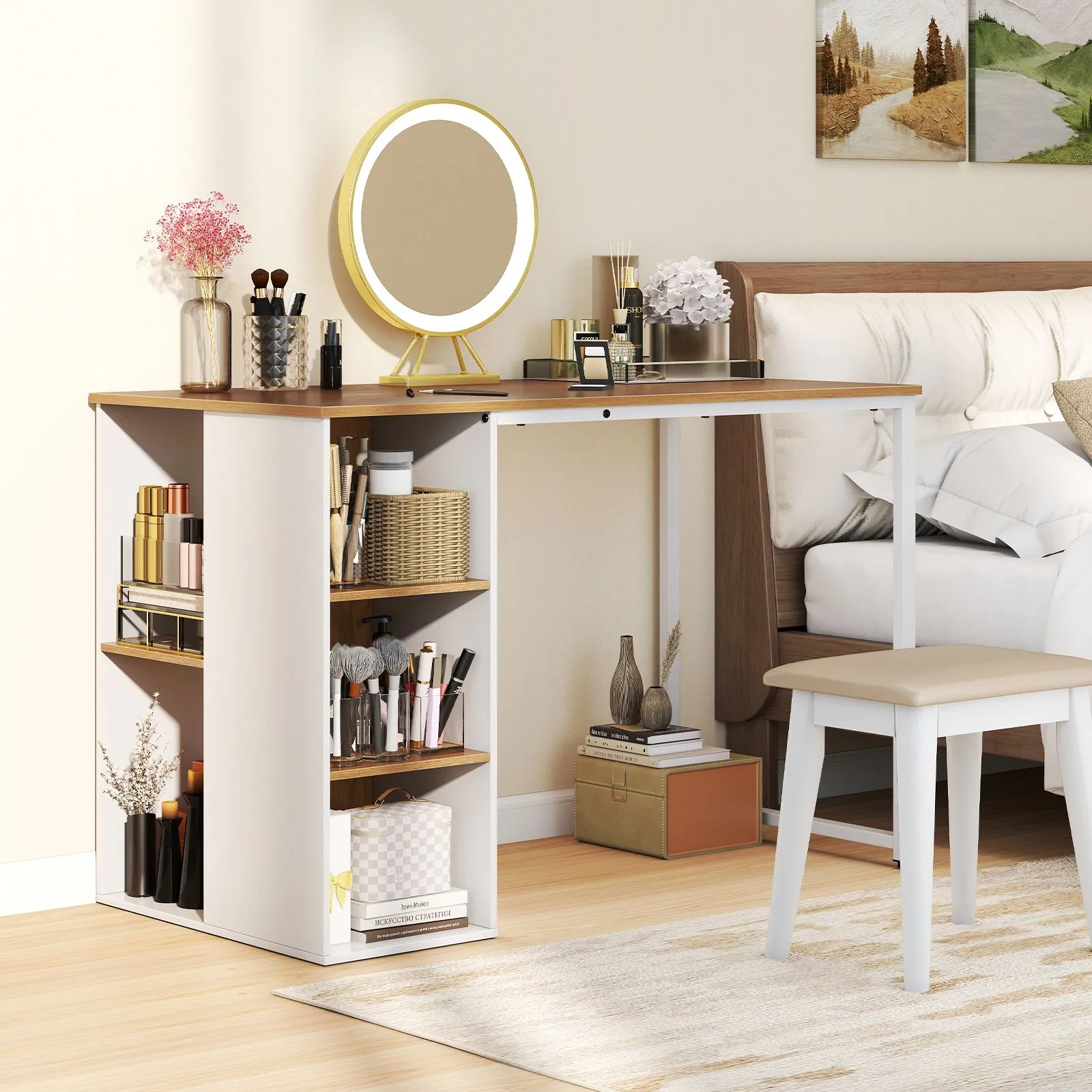 Costway 115 CM Computer Desk Modern Home Office Desk in Natural 4