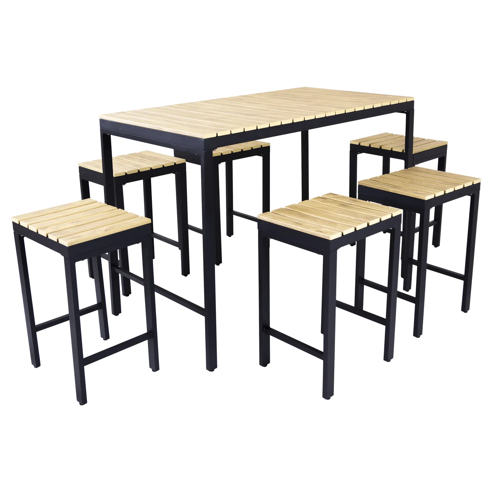 Charles Bentley Extrusion Aluminium 6 Seater Bar Dining Set Grey