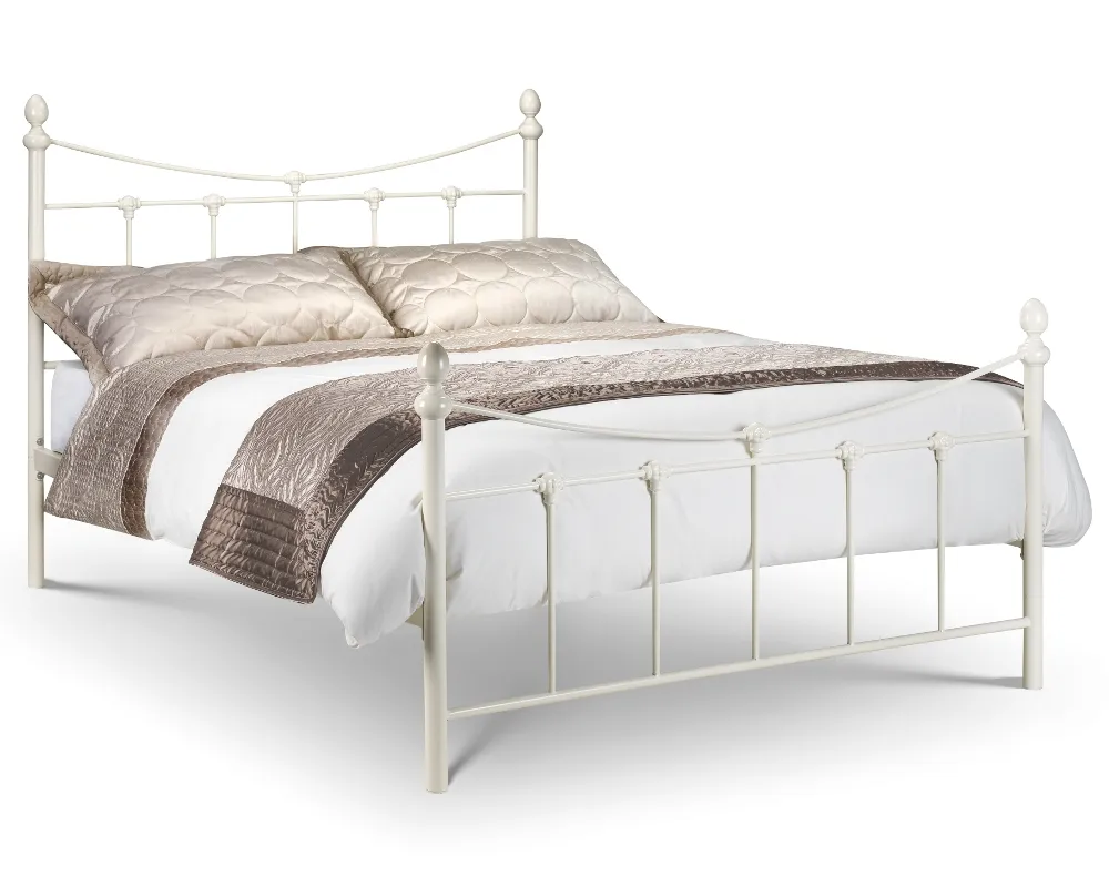 Rebecca - King Size - Metal Bed - White - Metal - 5ft - Happy Beds