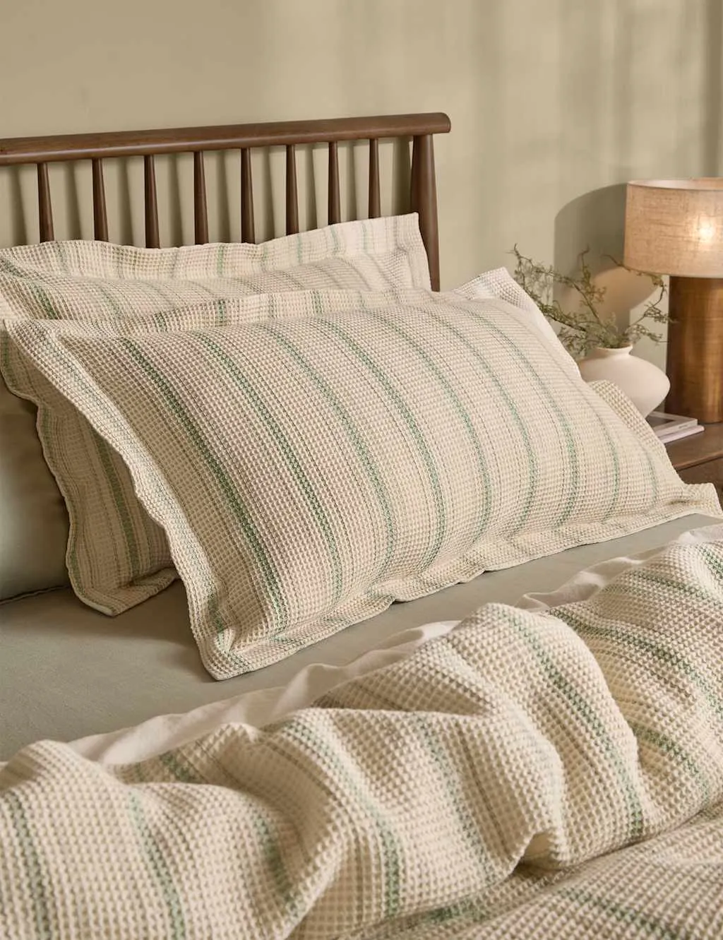 YARD Pure Cotton Selby Waffle Pillowcase Green Mix