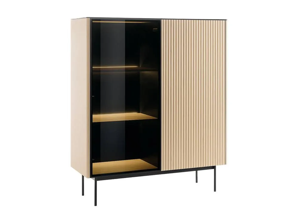 Vente-unique 2-Door Display Cabinet With Leds In MDF & Smoked Glass - H. 127 Cm in Black 5
