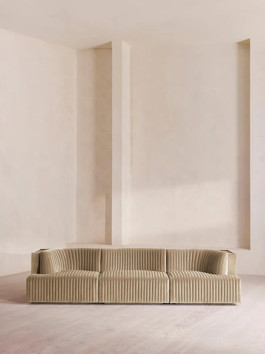 Hamish Modular Sofa, Four Seater, Velvet, Oyster