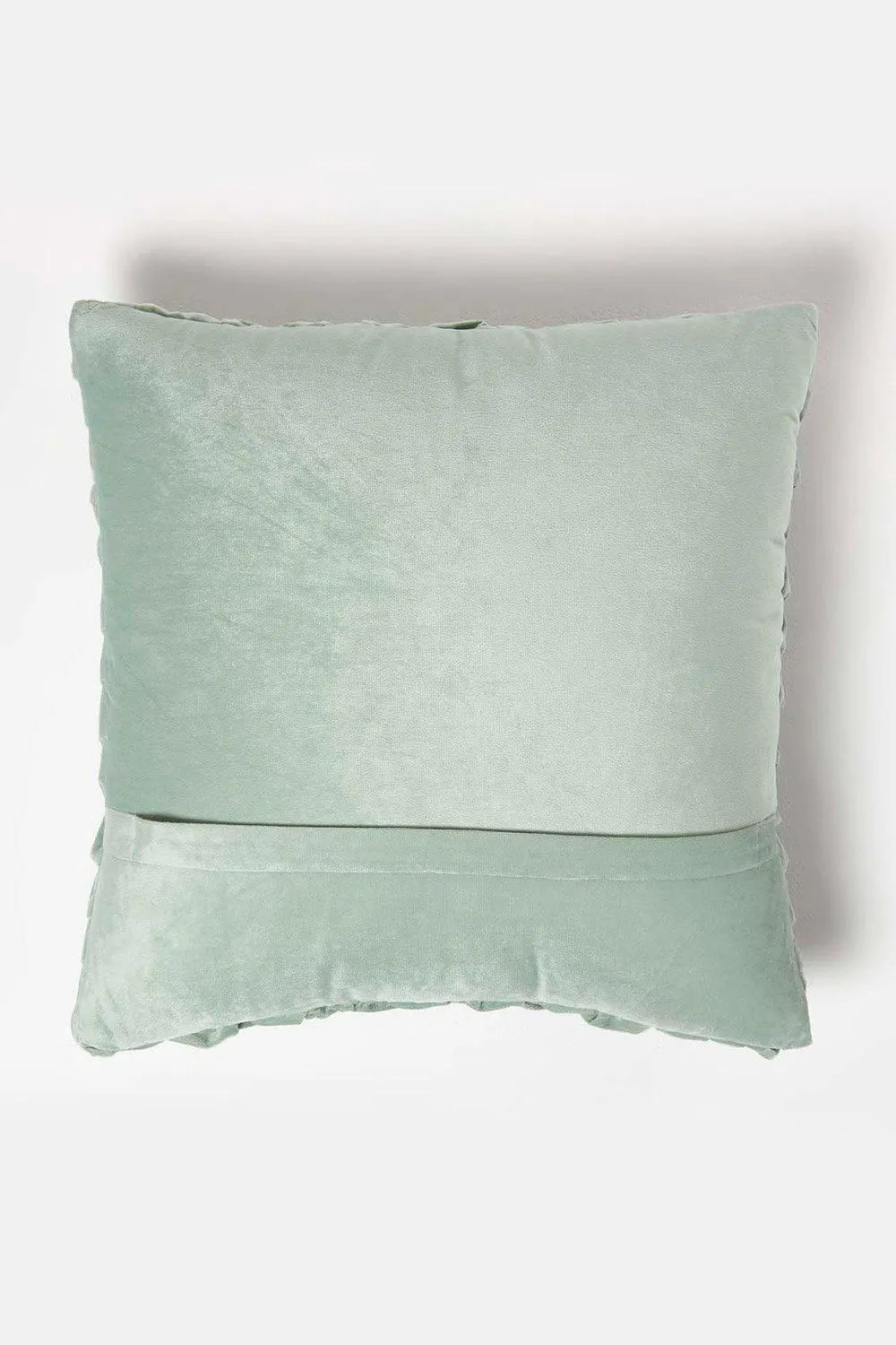 Homescapes Grace Pleated Velvet Cushion in Green 3