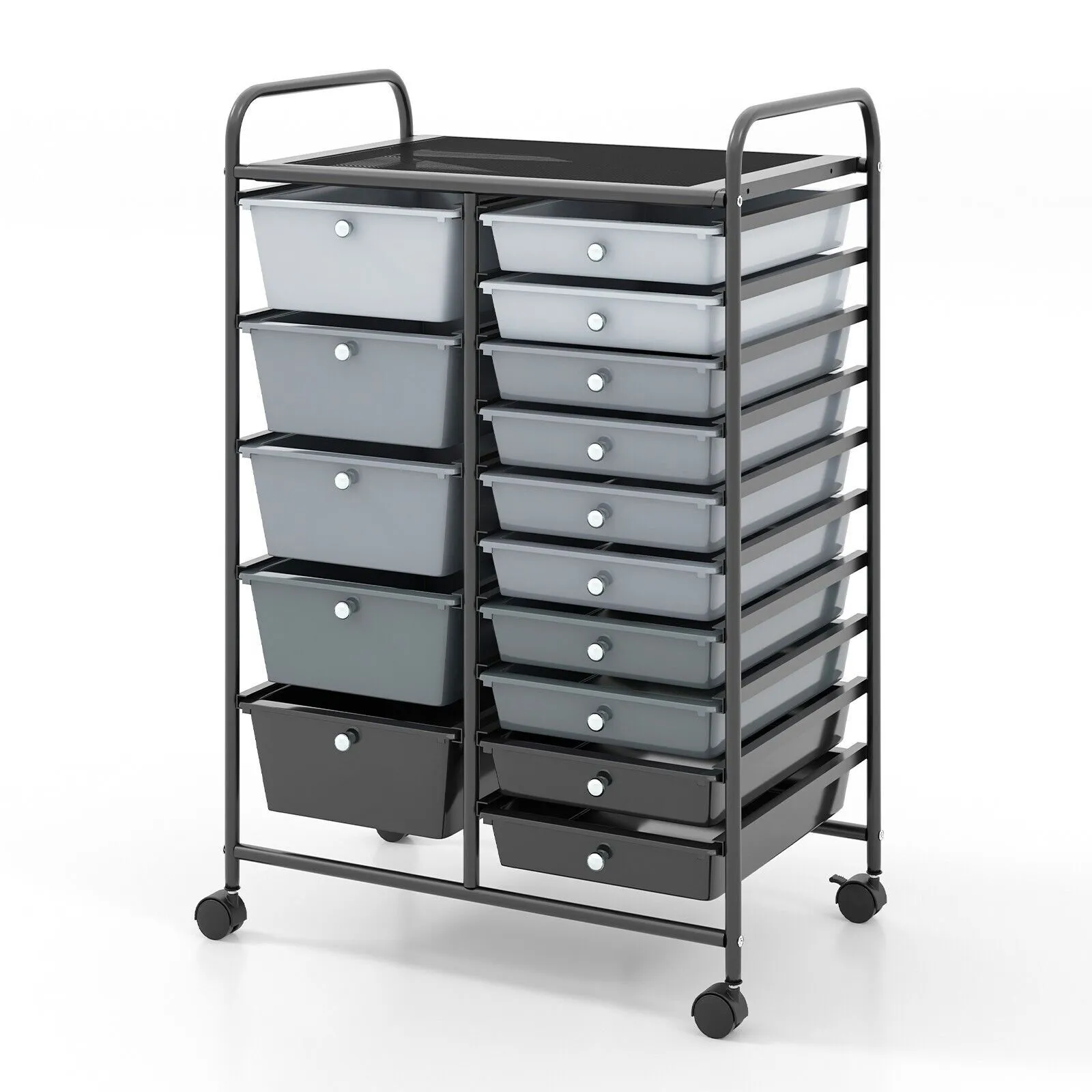 Costway 15 Drawer Rolling Storage Cart Tools Scrapbook Paper Organizer Lightweight in Grey 3